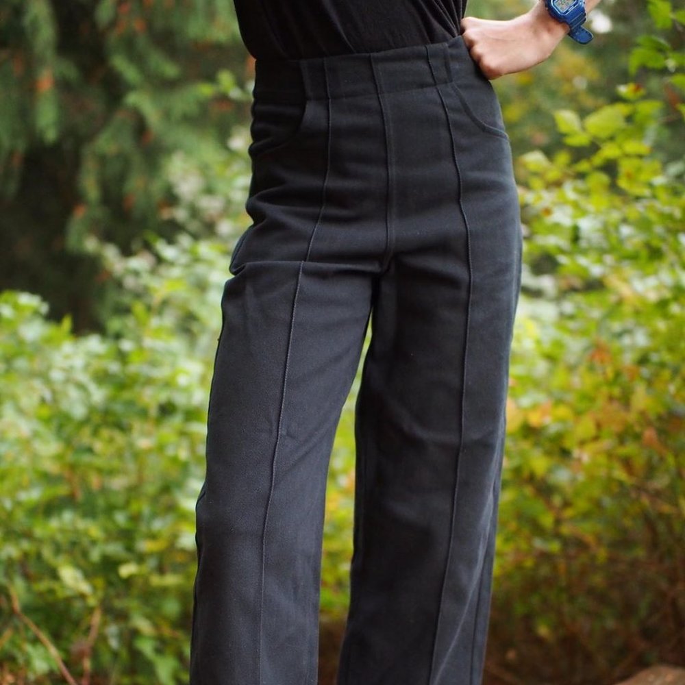 Beaton Linen Tab Pants Black 4